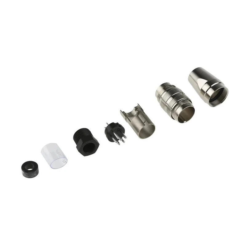 Amphenol Industrial DIN Plug 6 Pole Straight M16 Cable Mount Male Screw-On 5A 300 V AC/DC IP67 C09131H0061002