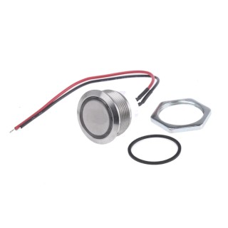 ITW Switches 48M Series Illuminated Panel Mount Push Button Switch 19mm Cutout Silver Round SPST IP67 48M 612G