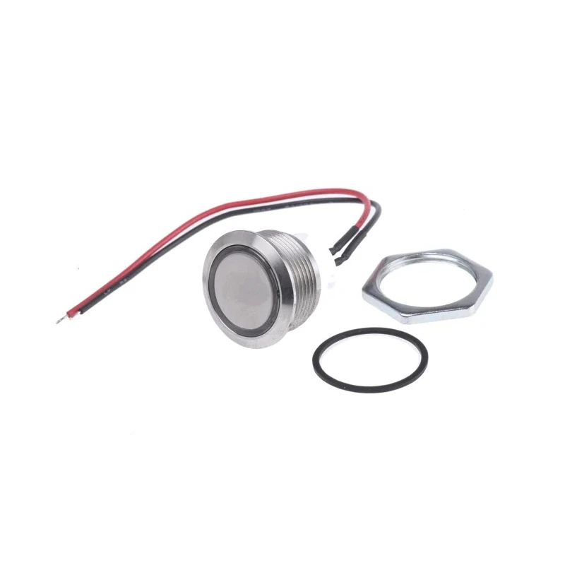 ITW Switches 48M Series Illuminated Panel Mount Push Button Switch 19mm Cutout Silver Round SPST IP67 48M 612G