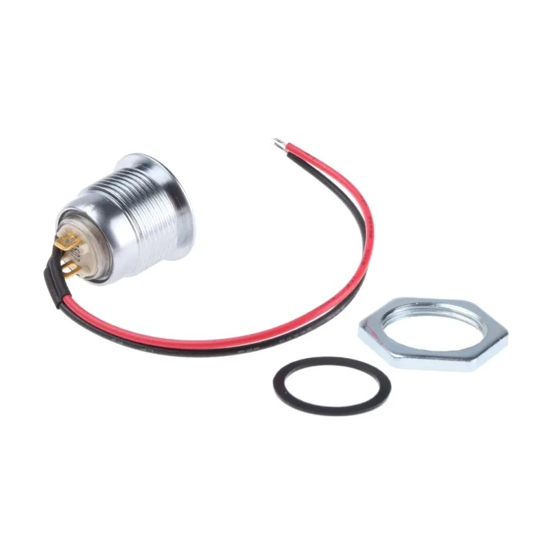 ITW Switches Illuminated Push Button Switch Panel Mount 16 mm Cutout Silver SPST IP67 57M 211B