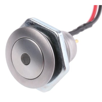 ITW Switches 57M Series Illuminated Push Button Switch Panel Mount 16 mm Cutout Silver SPST IP67 57M 511B
