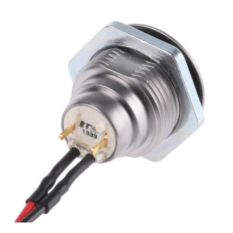 ITW Switches 57M Series Illuminated Push Button Switch Panel Mount 16 mm Cutout Silver SPST IP67 57M 511B