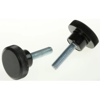 RS PRO Black Zwitterionic Polysaccharides Polyamide 66 Knurled Clamping Knob Threaded Stud 702-7541