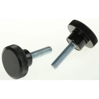 RS PRO Black Zwitterionic Polysaccharides Polyamide 66 Knurled Clamping Knob Threaded Stud 702-7541