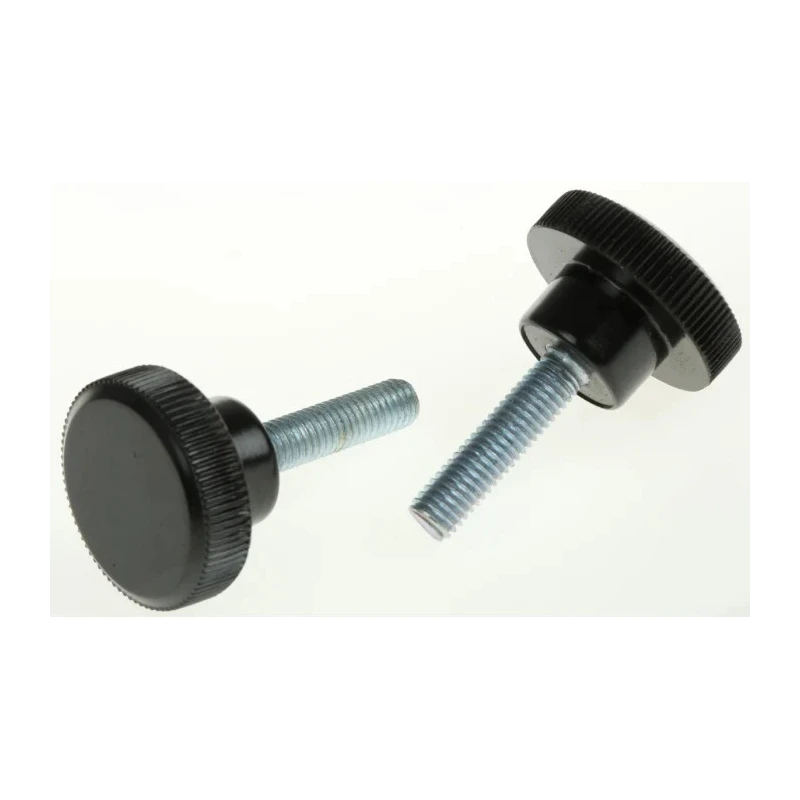 RS PRO Black Zwitterionic Polysaccharides Polyamide 66 Knurled Clamping Knob Threaded Stud 702-7541