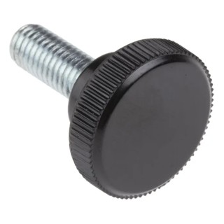 RS PRO Black Zwitterionic Polysaccharides Polyamide 66 Knurled Clamping Knob Threaded Stud M8 x 20 mm 702-7550