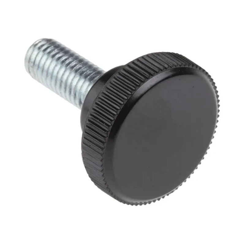 RS PRO Black Zwitterionic Polysaccharides Polyamide 66 Knurled Clamping Knob Threaded Stud M8 x 20 mm 702-7550