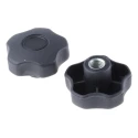 RS PRO Black Polypropylene Multiple Lobes Clamping Knob M12 Threaded Hole 60 mm Diameter 702-7614