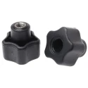 RS PRO Black Polypropylene Multiple Lobes Clamping Knob M6 Threaded Through Hole 702-7673