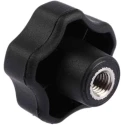 RS PRO Black Polypropylene Multiple Lobes Clamping Knob, M8 Threaded Through Hole 702-7677