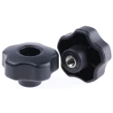 RS PRO Black Polypropylene Multiple Lobes Clamping Knob M8 Threaded Through Hole 50 mm Diameter 702-7686