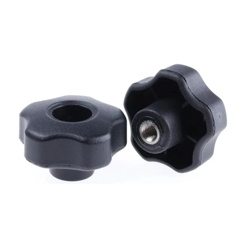 RS PRO Black Polypropylene Multiple Lobes Clamping Knob M8 Threaded Through Hole 50 mm Diameter 702-7686