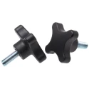 RS PRO Black 4-Arm Clamping Knob M10 Threaded Stud 60 mm Diameter 25 mm Thread Length 702-7702