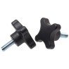 RS PRO Black 4-Arm Clamping Knob M10 Threaded Stud 60 mm Diameter 25 mm Thread Length 702-7702