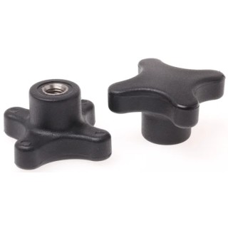 RS PRO Black Thermoplastic 4-Arm Clamping Knob M8 Threaded Hole 50 mm Diameter 702-7740