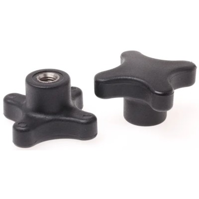 RS PRO Black Thermoplastic 4-Arm Clamping Knob M8 Threaded Hole 50 mm Diameter 702-7740