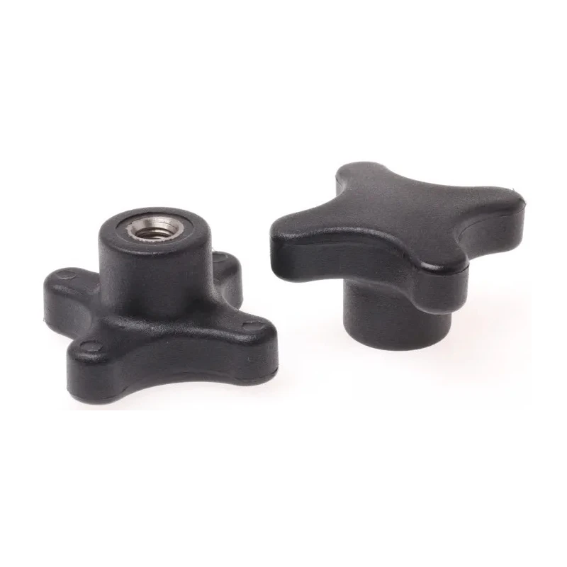 RS PRO Black Thermoplastic 4-Arm Clamping Knob M8 Threaded Hole 50 mm Diameter 702-7740