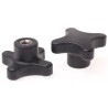 RS PRO Black Thermoplastic 4-Arm Clamping Knob M8 Threaded Hole 50 mm Diameter 702-7740