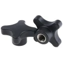RS PRO Black Thermoplastic 4-Arm Clamping Knob M12 Threaded Hole 18mm Thread Length 60 mm Diameter 702-7752