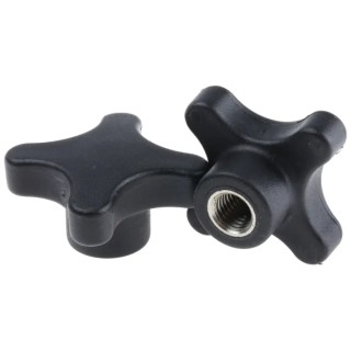 RS PRO Black Thermoplastic 4-Arm Clamping Knob M12 Threaded Hole 18mm Thread Length 60 mm Diameter 702-7752