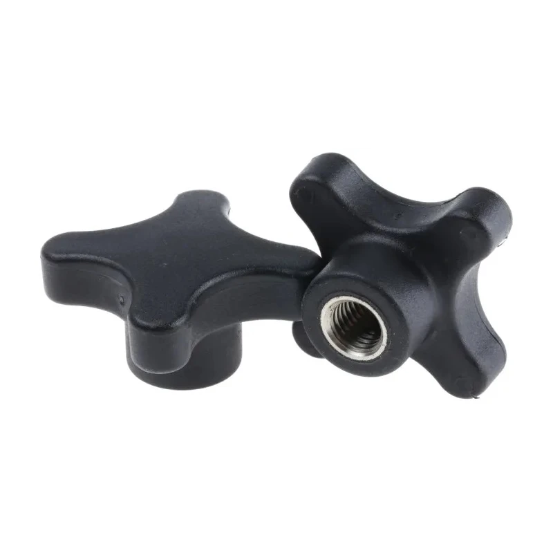 RS PRO Black Thermoplastic 4-Arm Clamping Knob M12 Threaded Hole 18mm Thread Length 60 mm Diameter 702-7752