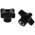 RS PRO Black Polypropylene 4-Arm Clamping Knob M8 Threaded Through Hole 702-7756