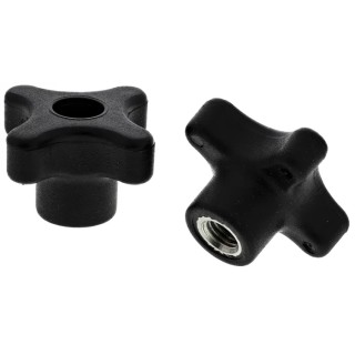 RS PRO Black Polypropylene 4-Arm Clamping Knob M8 Threaded Through Hole 702-7756
