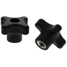 RS PRO Black Polypropylene 4-Arm Clamping Knob M8 Threaded Through Hole 702-7756