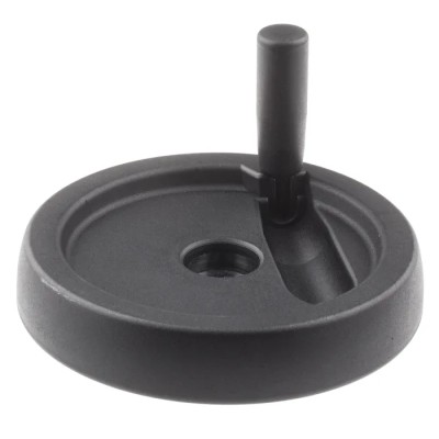 RS PRO Black Thermoplastic Hand Wheel, 150 mm Diameter, Fold Away Revolving Handle, Steel Insert 702-7841