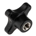RS PRO Black Polypropylene 4-Arm Clamping Knob, M10 Thread Size, 50 mm Diameter, Stainless Steel Insert 702-7759