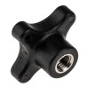 RS PRO Black Polypropylene 4-Arm Clamping Knob, M10 Thread Size, 50 mm Diameter, Stainless Steel Insert 702-7759