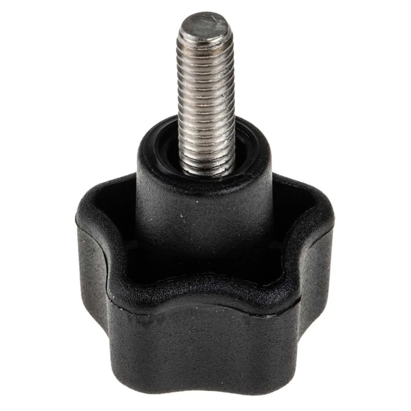 RS PRO Black Polypropylene Multiple Lobes Clamping Knob, M6 Thread Size, 15mm Thread Length, 28 mm Diameter 702-7627