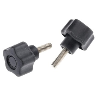 RS PRO Black Polypropylene Multiple Lobes Clamping Knob M6 Threaded Stud 28 mm Diameter 20mm Thread Length 702-7636