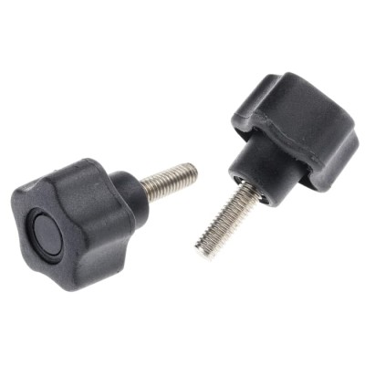 RS PRO Black Polypropylene Multiple Lobes Clamping Knob M6 Threaded Stud 28 mm Diameter 20mm Thread Length 702-7636