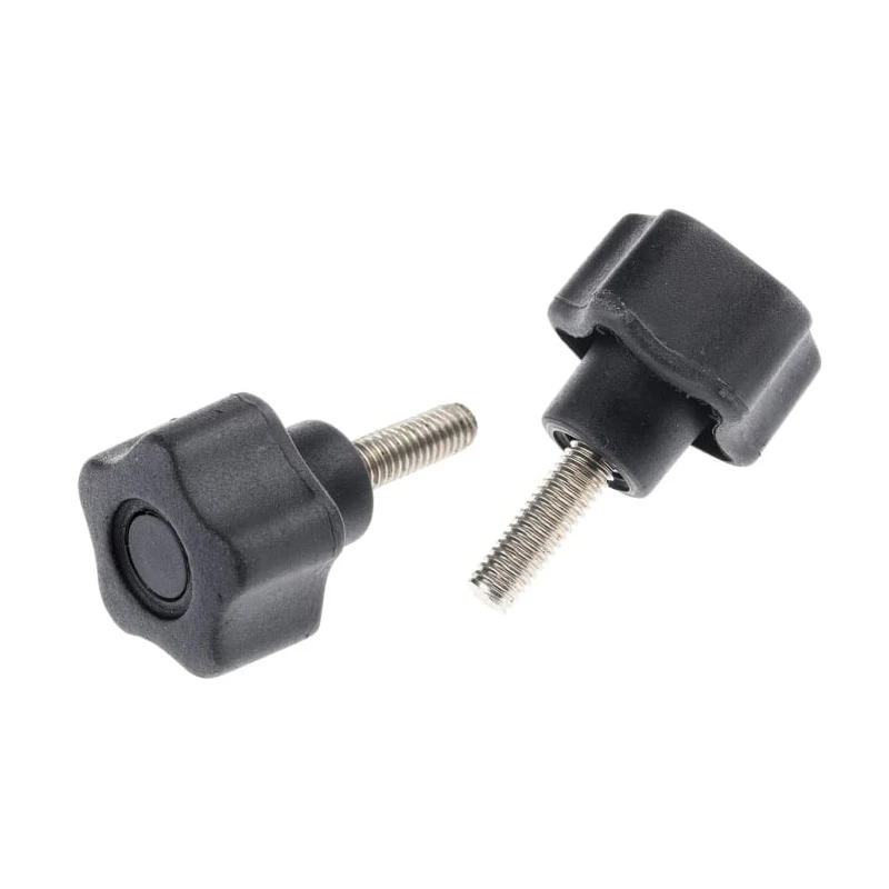 RS PRO Black Polypropylene Multiple Lobes Clamping Knob M6 Threaded Stud 28 mm Diameter 20mm Thread Length 702-7636