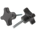 RS PRO Black Polypropylene 4-Arm Clamping Knob Threaded Stud with 25mm Thread Length and 40 mm Diameter 702-7692