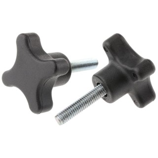 RS PRO Black Polypropylene 4-Arm Clamping Knob Threaded Stud with 25mm Thread Length and 40 mm Diameter 702-7692