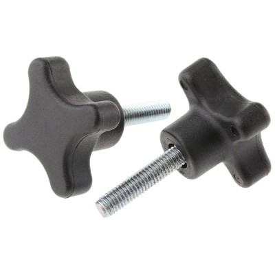 RS PRO Black Polypropylene 4-Arm Clamping Knob Threaded Stud with 25mm Thread Length and 40 mm Diameter 702-7692