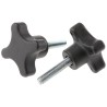 RS PRO Black Polypropylene 4-Arm Clamping Knob Threaded Stud with 25mm Thread Length and 40 mm Diameter 702-7692