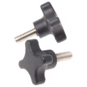 RS PRO Black Polypropylene 4-Arm Clamping Knob Threaded Stud 40 mm Diameter, 20 mm Thread Length 702-7730