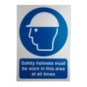 RS PRO Polyvinyl Chloride Mandatory Label Safety Helmets Must Be Worn In This Area Sign 157-9305