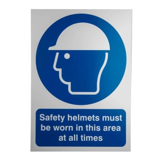 RS PRO Polyvinyl Chloride Mandatory Label Safety Helmets Must Be Worn In This Area Sign 157-9305