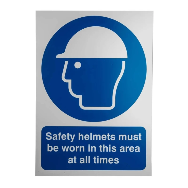 RS PRO Polyvinyl Chloride Mandatory Label Safety Helmets Must Be Worn In This Area Sign 157-9305