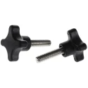 RS PRO Black 4-Arm Clamping Knob, M8 Threaded Stud, 30mm Thread Length, 40 mm Diameter 702-7734