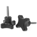 RS PRO Black Polypropylene 4-Arm Clamping Knob Threaded Stud 40 mm Diameter, 25 mm Thread Length 702-7737