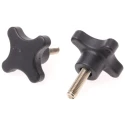RS PRO Black Polypropylene 4-Arm Clamping Knob, Threaded Stud, Stainless Steel Insert, 50 mm Diameter, 25 mm Thread 702-7743