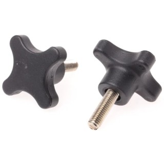 RS PRO Black Polypropylene 4-Arm Clamping Knob, Threaded Stud, Stainless Steel Insert, 50 mm Diameter, 25 mm Thread 702-7743