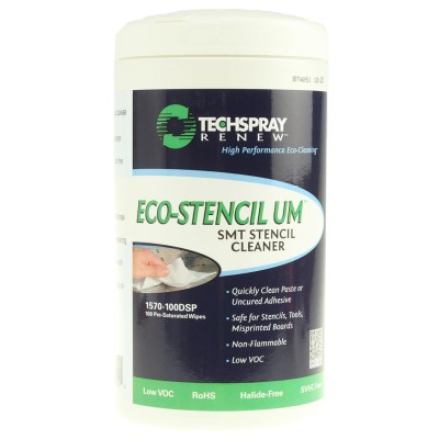 Techspray ECO-STENCIL UM Flux Remover Liquid 100 Wipes Tub 1570-100DSP