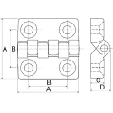 RS PRO Matt Black Nylon Butt Hinge with Knuckle Pin, No Chirality, Screw Fixing, 48 mm x 48 mm x 10.5 mm 702-7838