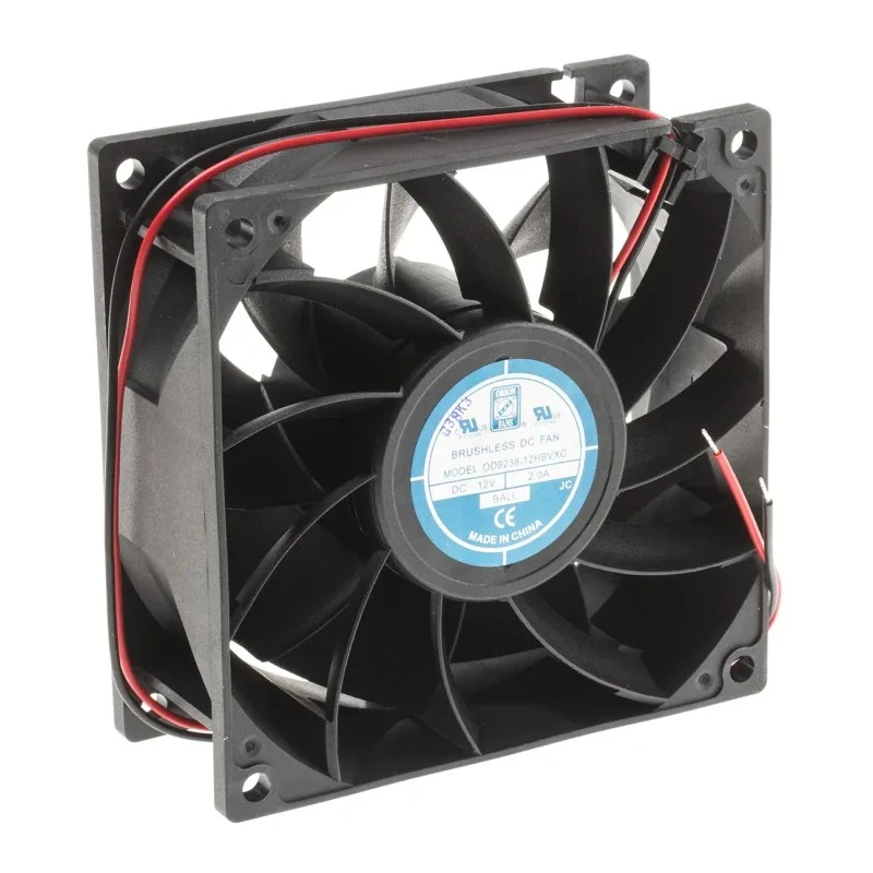 RS PRO Axial Fan 12V DC 16W 1.3A 229.4 m³/h 92.5mm x 92.5mm x 38mm Ball Bearing 5400 RPM 703-3451